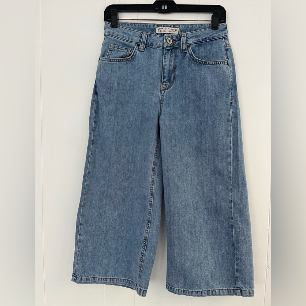 Zara Blue Flare Wide Leg Jeans - Picture 2 of 16